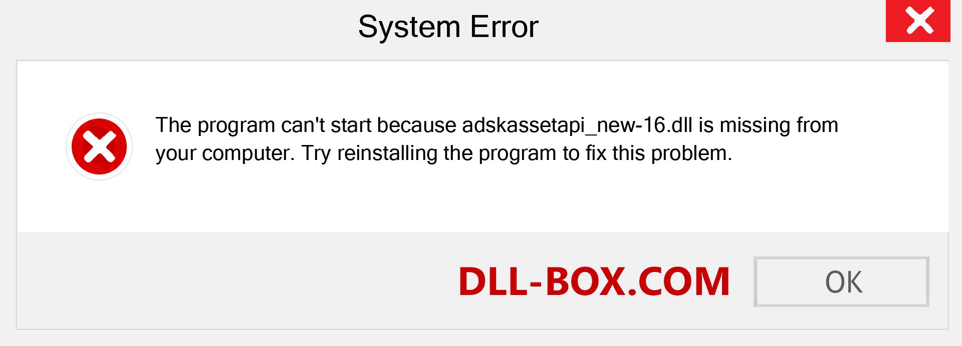  adskassetapi_new-16.dll file is missing?. Download for Windows 7, 8, 10 - Fix  adskassetapi_new-16 dll Missing Error on Windows, photos, images